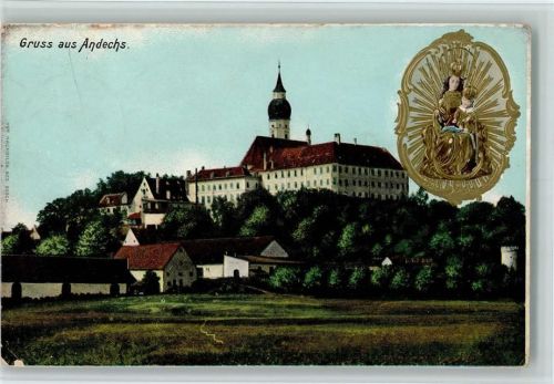 Andechs 1906 Gnadenbild im Prägedruck AK