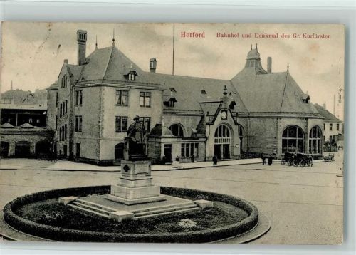 32049 W4900 Herford - Bahnhof und Denkmal des Gr. Kurfürsten