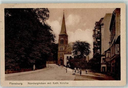 Flensburg Nordergraben mit kath. Kirche
