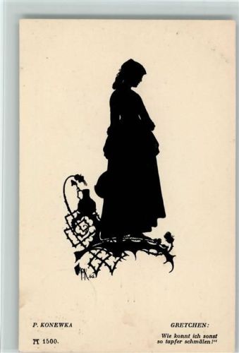 1918 sign Konewka - Gretchen - Ackermann Serie 120 AK Scherenschnitte