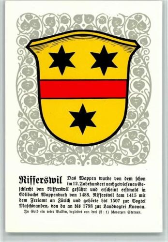 Rifferswil Serie XVII Nr. 84 - Zürche Gemeindewappen , sehr gute Erhaltung Wappen