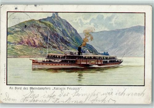 Dampfer Kaiserin Friedrich , Köln-Düsseldorfer Rhein-Dampfschiffahrt Rheinschiff 1908