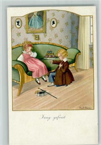 M.M. Nr. 1270 - Jung gefreit - Kinderpoesie Ebner, Pauli Künstlerkarte