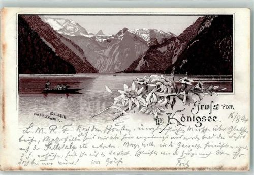 Königssee Vorläufer Druck 1890-1895 Königssee vom Malerwinkel Edelweiß