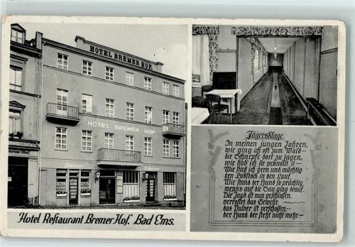 Bad Ems Hotel Restaurant Bremer Hof Kegelbahn Jägersklage
