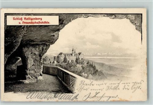 1910 Schloß Heiligenberg u. Freundschaftshöhle AK