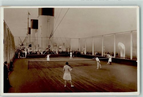 Nr. 78 Sportdeck Tennisplatz Dampfer Cap Arcona 1938 Foto AK