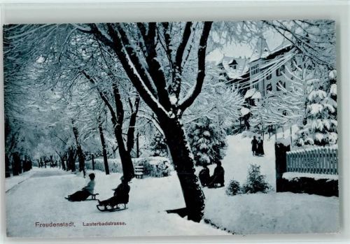 Freudenstadt 1910 Lauterbadstrasse Winteraufnahme Kinder auf Schlitten