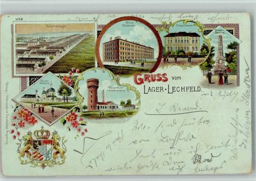 Lager Lechfeld 1900 Lager Lechfeld Barackenlager Kloster Lechfeld Wasserturm Maschinenhaus Neue Kaserne Platzcomando Krieger-Denkmal