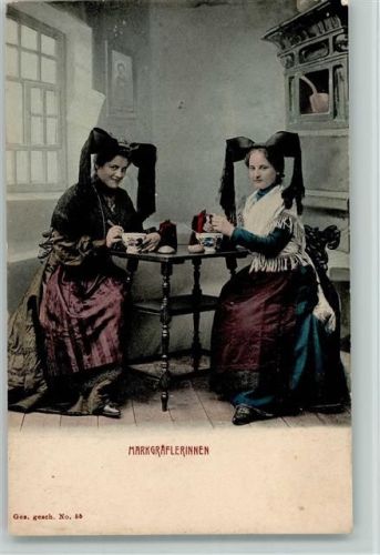 Markgräflerin beim Kaffee trinken ca 1900 AK