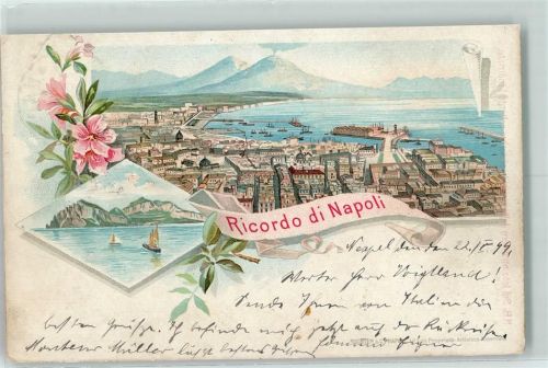 Napoli Segelboote Hafen Lithographie