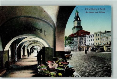 Hirschberg im Riesengebirge Kornlaube und Rathaus