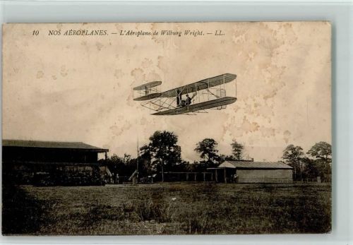 Aeroplane de Wilburg Wright , fleckig AK Flugwesen 1910 Gebrauchsspuren