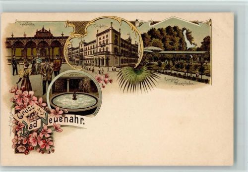 53474 W5483 Bad Neuenahr Lithographie Gruss aus - Kur-Hotel, Trinkhalle, Sprudel, - Kunstanstalt Ottmar Zieher - rsehr gute Erhaltung AK