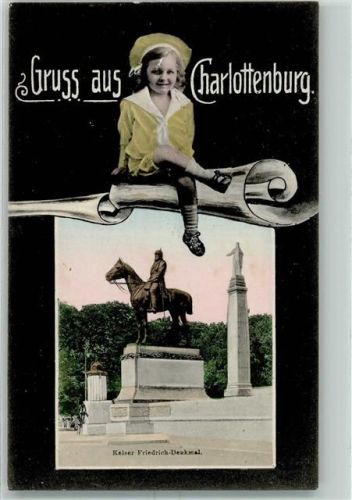 Charlottenburg 1906 Kaiser Friedrich Denkmal Kind