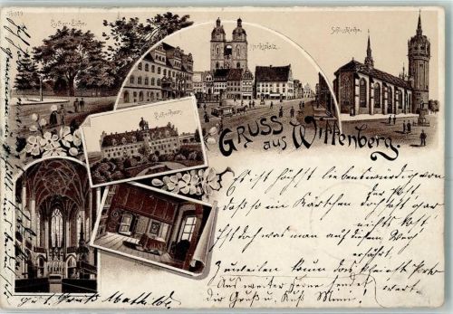 Lutherstadt Wittenberg 1896 Luther-Eiche Marktplatz Schlosskirche Lutherhaus Lutherstube