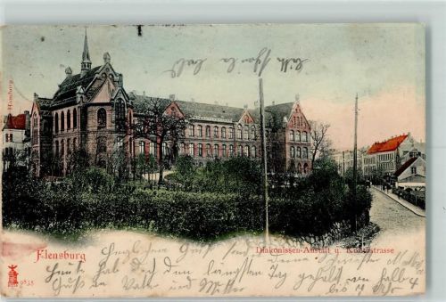 24937 W2390 Flensburg 1904 - Diakonissen-Anstalt und Knuthstraße