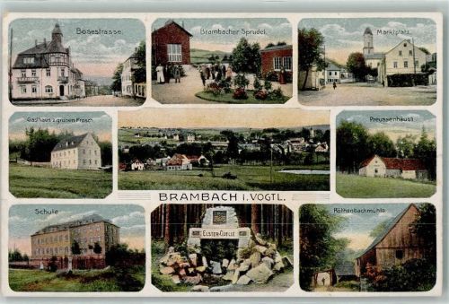Bad Brambach Bosestraße Gasthaus zum Grünen Frosch Schule Röthenmühle Preussenhäusl Elster Quelle