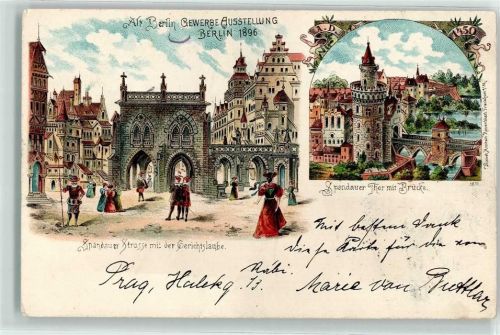 Treptow 1896 Gewerbe-Ausstellung 1896 Spandauer Straße Gerichtslaube Spandauer Tor Brücke Vorläufer