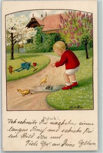 1928 Verlag Rökl Vienne Nr. 1447 Kind Küken Teddybär AK