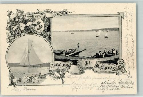Gatow 1902 F. Schleus Gasthaus In. Paul Krause Segelboote