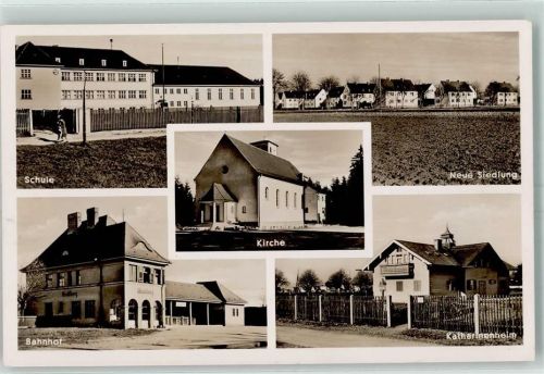 85579 W8014 Neubiberg - Schule Kirche Neue Siedlung Bahnhof Katharinenheim