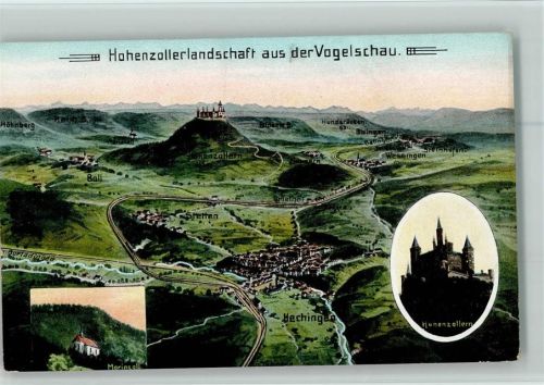 Hechingen Landkarte Umgebung aus der Vogelperspektive Mariazell Hohenzollern 3-Bild-Aufnahme