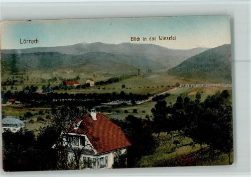 Lörrach Blick in das Wiesetal Bahnpoststempel Zug 1415