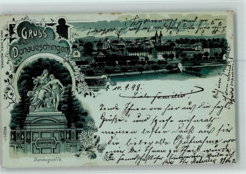Donaueschingen 1898 Donauquelle Ortsansicht