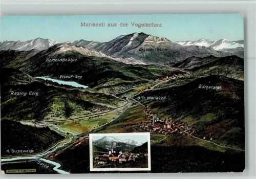 Mariazell Landkarte Umgebung aus der Vogelperspektive Ortsansicht 2-Bild-Aufnahme