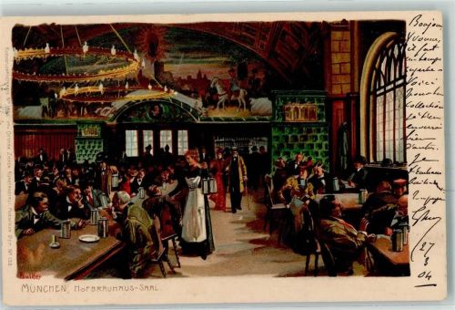 W8000 München Hofbräuhaus Zieher, Ottmar Künstlerkarte Nr. 1885 AK Hey, Paul 1904 Lithographie / Künstlerkarte
