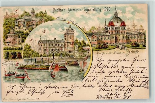 Treptow 1896 Gewerbe-Ausstellung 1896 Marine Schauspiel Gartenbau-Ausstellung Pavillon der Stadt Vorläufer