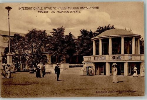 Dresden 1911 Hygiene Ausstellung Nr. 60 Promenadenplatz + Ausstellungsstempel