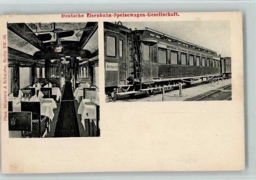 Wagon und Innenansicht -1907 AK Deutsche Eisenbahn Speisewagen Gesellsch.