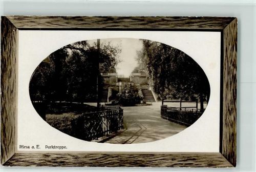 Riesa 1910 Parkanlage Parktreppe Passepartout
