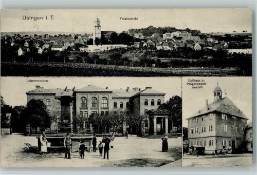 Usingen 1910 Lehrerseminar, Brunnen, Präparanden-anstalt AK