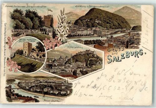 Salzburg 1899 Sommer Gasthaus Bürgerwehrsöller Winter Gasthaus Bürgerwehrsöller Hohensalzburg