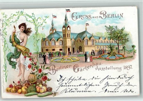 Berlin Mitte 1897 Gruss aus - 1897 - Füllhorn, Gebäude - Verlag Goldiner AK