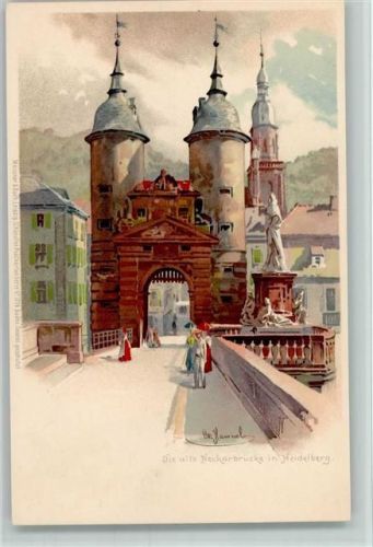 Heidelberg Alte Neckarbrücke sign. Hummel