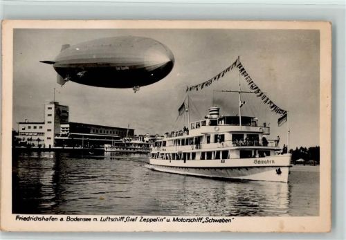 Friedrichshafen Luftschif Graf Zeppelin u. Motorchiff Schwaben