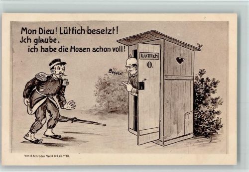 Verlag W. s. Schröder Nachf. No 43 No 64 AK Lüttich ist besetzt - Toilettenhäuschen AK Gute Erhaltung