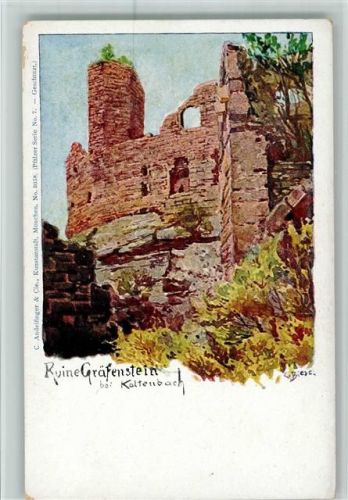 Kaltenbach 1900 Ruine Gräfenstein AK Pfälzer Serie Nr. 7 Verlag Andelfinger