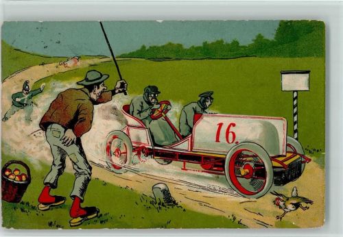 Serie 1650 - Autorennen - Humor AK Edgar Schmidt, Dresden 1907 Lithographie