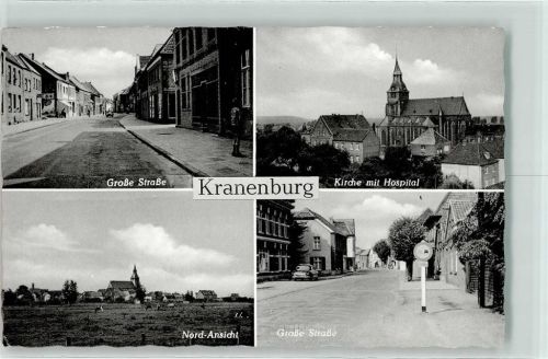 47559 W4193 Kranenburg , Niederrhein - Große Straße Kirche mit Hospital