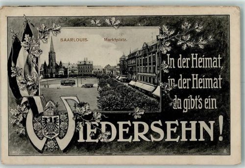 Saarlouis Marktplatz Straßenbahn Passepartout Eichenlaub