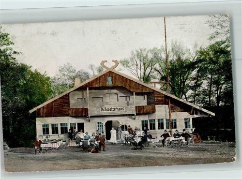 Zwickau Offiz. Karte Nr. 38 Verlag Trenkler AK Schweizerhaus, viele Gäste sitzen vor der Tür AK