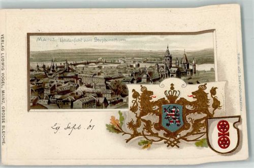 Mainz 1901 Sicht vom Stephansturm Wappen