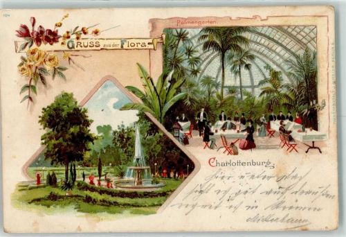 10115 W1000 Charlottenburg 1898 Lithographie Palmengarten Springbrunnen