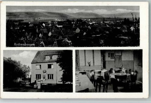 Rothenbergen 1958 Gasthaus zur blauen Taube mit Innenansicht AK