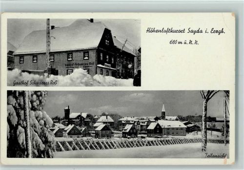 Sayda 1939 Winter - Gasthof Schwarzes Roß AK